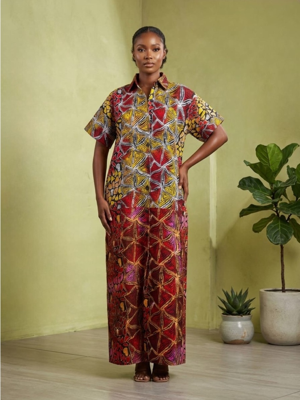 Two color combination Kaftan Maxi Dress